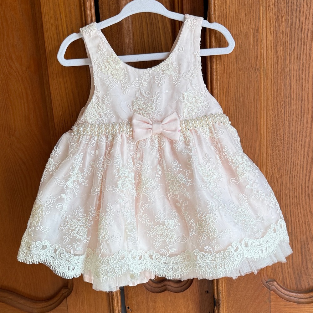 American Princess Pink Lace & Bow Dress